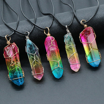 Hot Selling Stone Crystal Pillar Tree Necklace