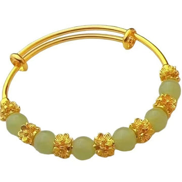 Brass Gold Plated Chalcedony Flower Pull Bracelet
