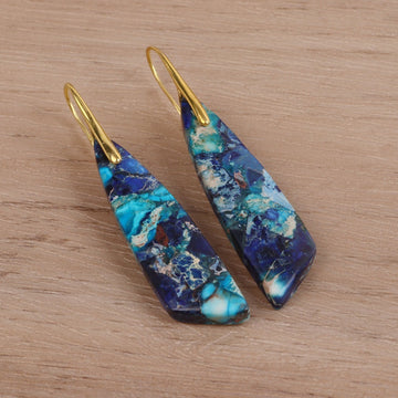 Geometric Flower Shape Pendant Earrings In