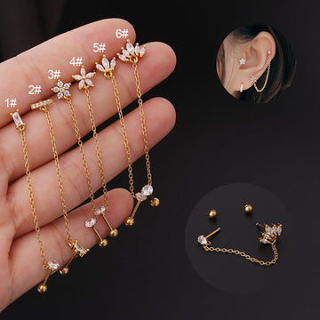 Thin Rod Stainless Steel Double Pierced