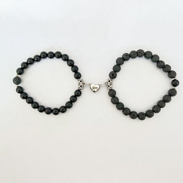 Turquoise Peach Heart Magnet Couple Design Bracelet