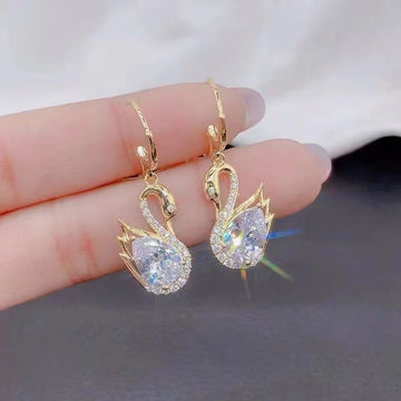 Sweet Rhinestone Swan Earrings Fashion Jewelry