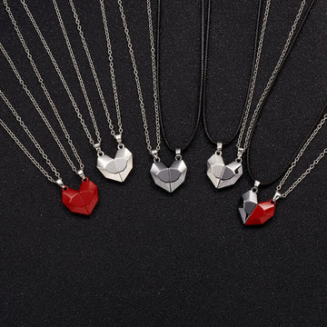 Minimalist Lovers Matching Friendship Heart Pendant Necklace