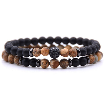 Micro Inlaid Zircon Natural Stone Beaded Bracelet
