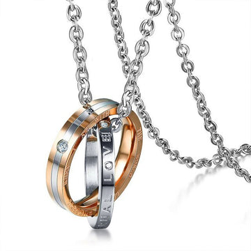 Stainless Steel Couple Necklace Geometric Design