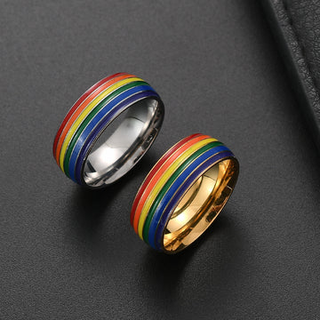 Fashion Rainbow Pride Ring Unisex Gay