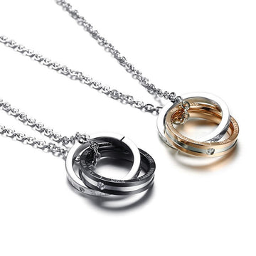 Stainless Steel Couple Necklace Geometric Design