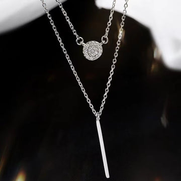 S925 Silver Color Double Chain Long Necklace
