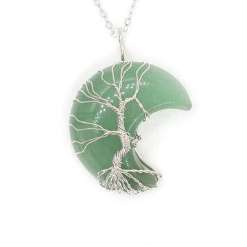 Natural Crystal Moon Pendant Unisex Fashion