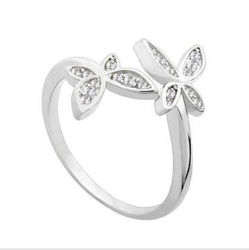 Sterling Silver Adjustable Butterfly Ring With