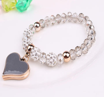 Elastic Crystal Heart Bracelet And Bangle