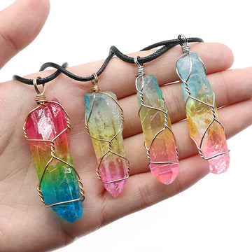 Hot Selling Stone Crystal Pillar Tree Necklace