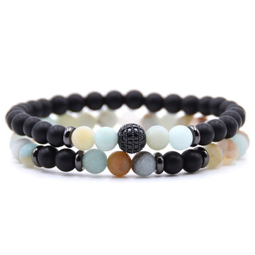 Micro Inlaid Zircon Natural Stone Beaded Bracelet