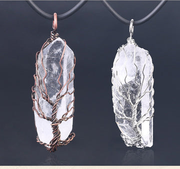 Amorphous White Crystal Pendant Necklace With