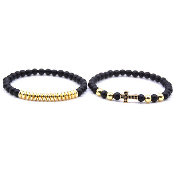 Natural Stone Cross Elastic Bracelet 19Cm