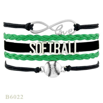 Perforated Letters Softball Baseball Braided Bracelet