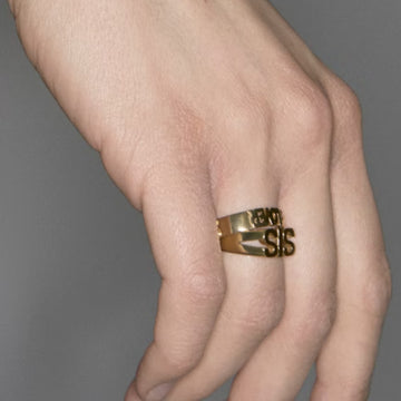 Letter Seal Titanium Steel Plating 18K Ring