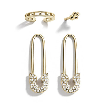 Alloy Pin Rhinestone Stud Earrings Set