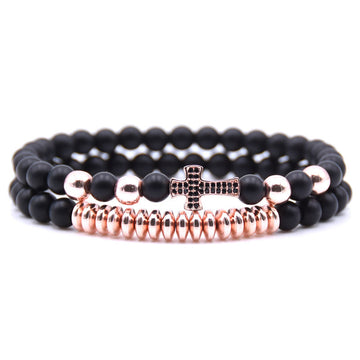 Natural Stone Cross Elastic Bracelet 19Cm