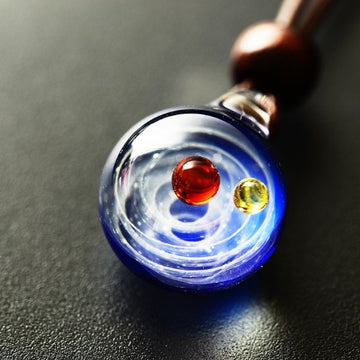 Cosmic Nebula Pendant Necklace Blue Starry