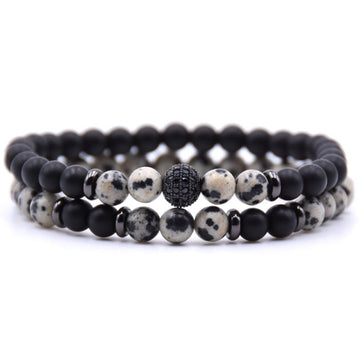 Micro Inlaid Zircon Natural Stone Beaded Bracelet