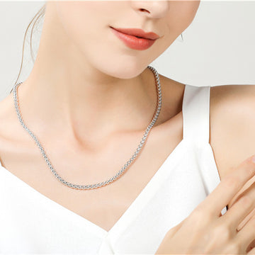 Silver Plated Round Box Necklace With