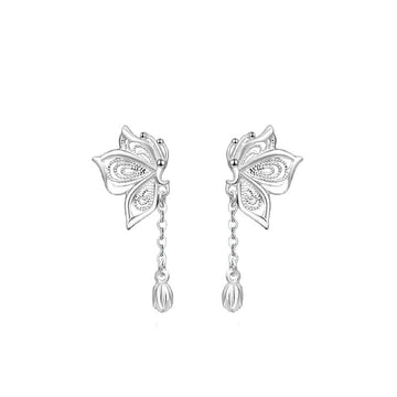 Women'S S999 Silver Sweet Tassel Butterfly
