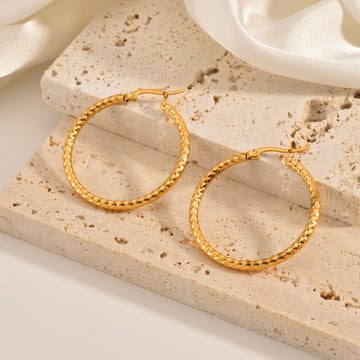 18K Gold Plated Dense Emboss Round Ring