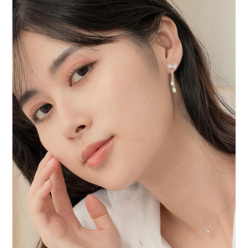 Bow Eardrops Sweet Tassel Bone Studs