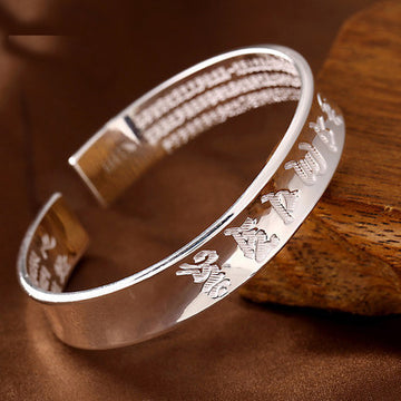 Silver Jewelry Retro Six Character True Bracelet