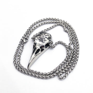 Mens Fashionable Vintage Viking Symbol Skull Necklace