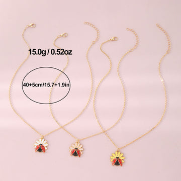 Children'S Jewelry Pastoral Style Flower Ladybug Necklace