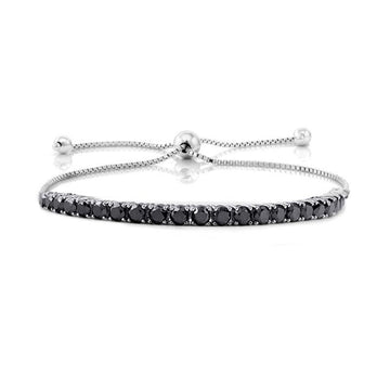 Round Micro Inlaid Zircon Black Bracelet