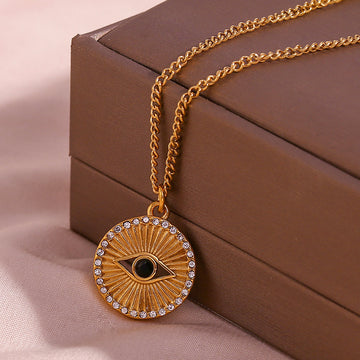 Minimalist Black Eyes Stainless Steel Necklace