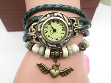 Vintage Casual Flying Heart Pendant Bracelet