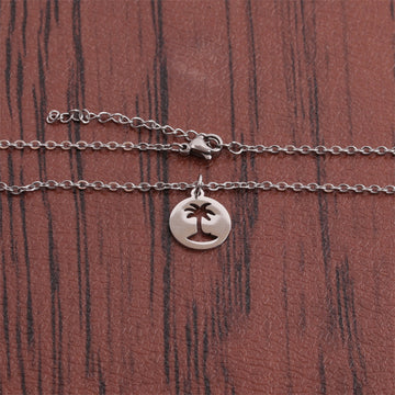 Titanium Steel Hollow Coconut Tree Pendant Necklace