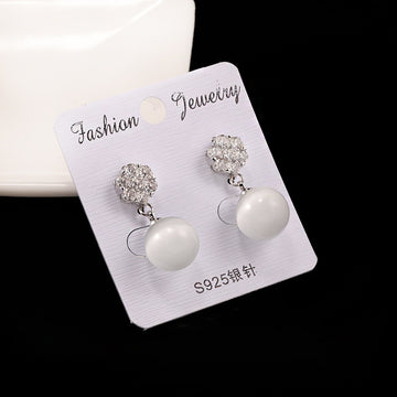 Round Pearl Long Earrings In S925