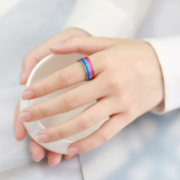 8Mm Men'S Rainbow Color Flag Ring