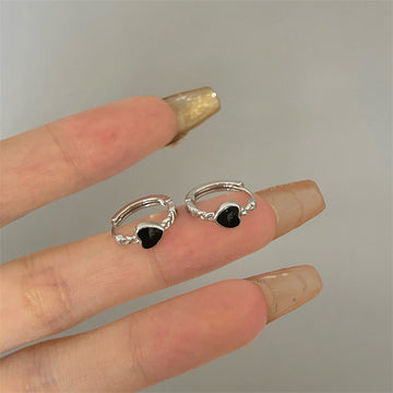 Black Love Heart Earrings Women Summer