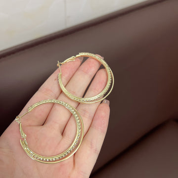 Diamond Simple Bracelet And Eardrop Earring