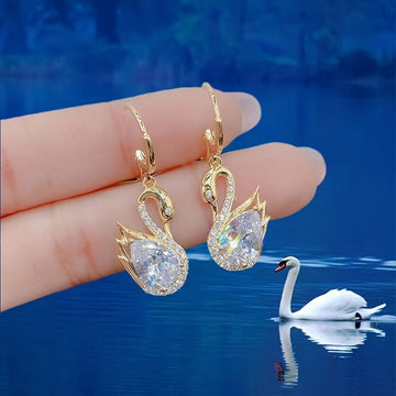 Sweet Rhinestone Swan Earrings Fashion Jewelry