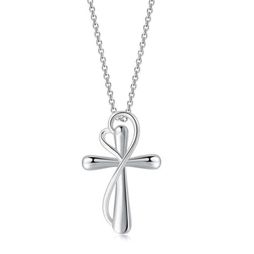 Heart Shaped Cross Necklace Simple Color