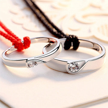 Silver Heart Diamond Ring For Couples