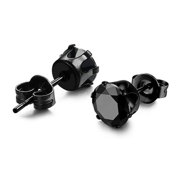 Punk Square Black Zircon Stud Earrings Set