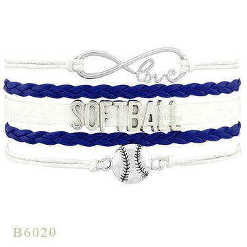 Perforated Letters Softball Baseball Braided Bracelet
