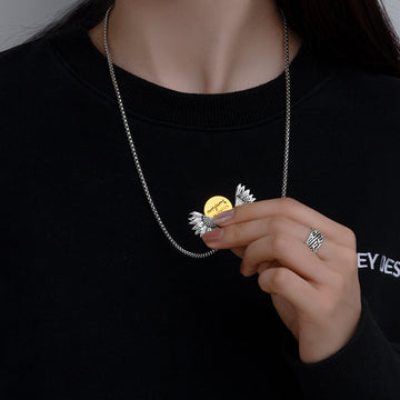 Creative Openable Sunflower Pendant Necklace Silver