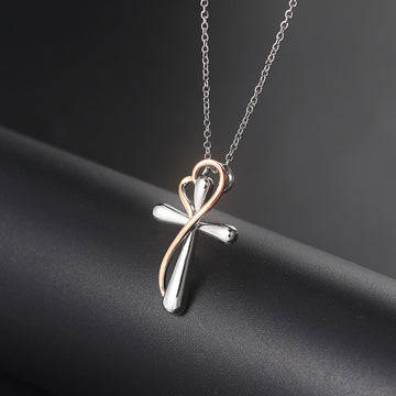 Heart Shaped Cross Necklace Simple Color