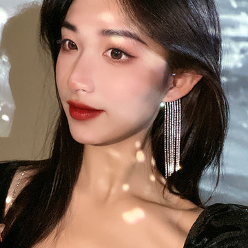 Fashionable Simple Long Tassel Earrings Geometric