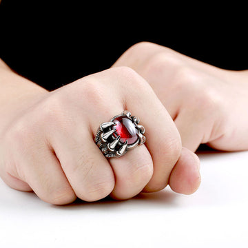 Men'S Vintage Personality Titanium Steel Inlaid Ring