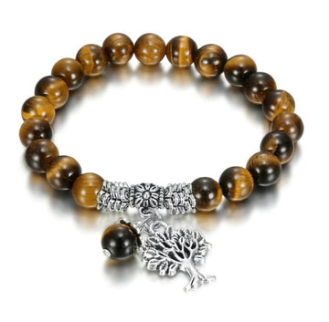 Tree Of Life Simple Natural Tiger'S Bracelet